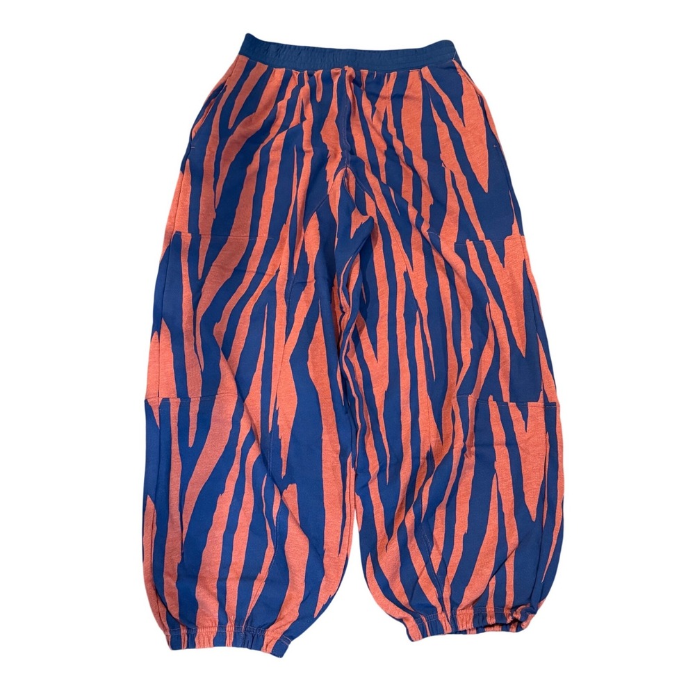 FP Movement Free People Baller Printed Pants Cobalt Orange Tiger Stripe L NWT